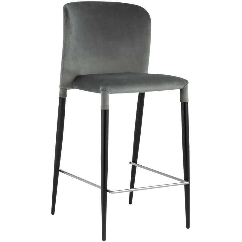 Барный Стул Lori Chair Серый Велюр Серый Черный Барный Стул Lori Chair Серый Велюр Серый Черный в Липецке | Loft Concept