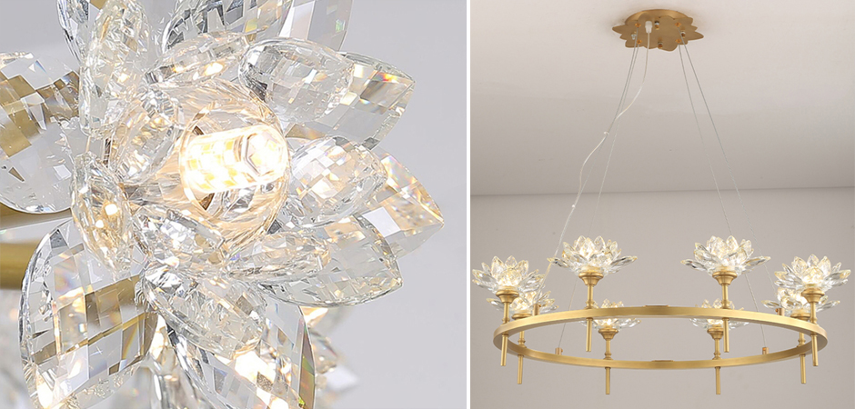 Люстра Хрустальные Цветы Лотоса Lotus flower Clear Glass lamp 8 Люстра Хрустальные Цветы Лотоса Lotus flower Clear Glass lamp 8 - Loft-Concept в Липецке