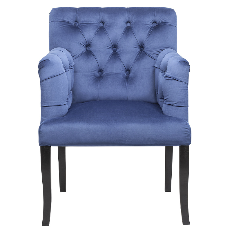 Кресло Addison Chic Armchair deep blue velour Синий Черный Кресло Addison Chic Armchair deep blue velour Синий Черный в Липецке | Loft Concept