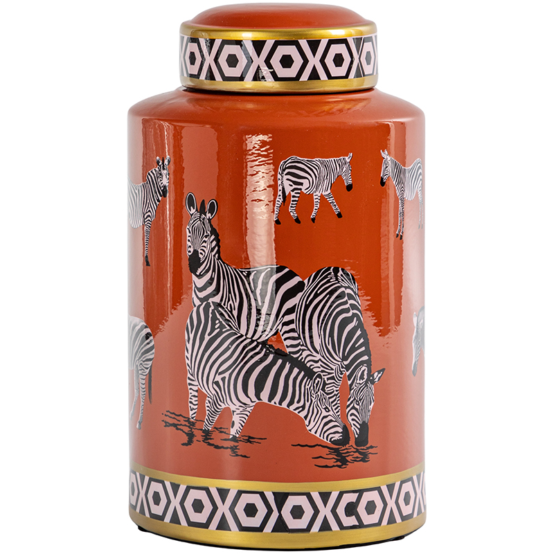 Ваза с крышкой Zebra Orange Vase Оранжевый Золотой Черно-белый Ваза с крышкой Zebra Orange Vase Оранжевый Золотой Черно-белый в Липецке | Loft Concept