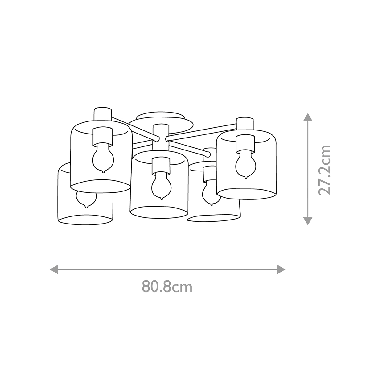 Потолочный светильник цвета латунь с пятью прозрачными цилиндрическими плафонами Hinkley в Липецке