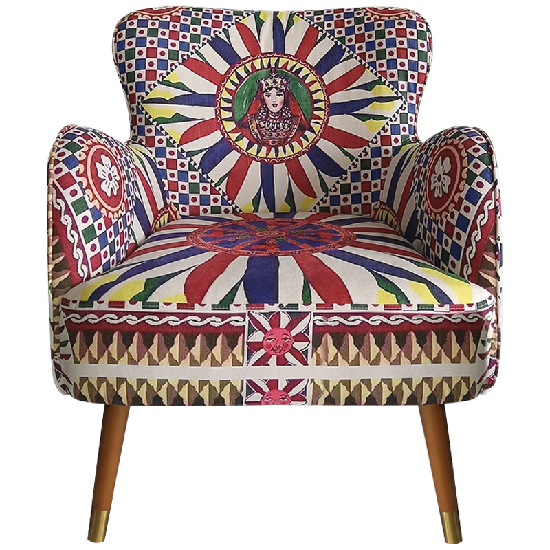 Кресло Sicilian Motifs Armchair Мульти Латунь Коричневый Кресло Sicilian Motifs Armchair Мульти Латунь Коричневый в Липецке | Loft Concept