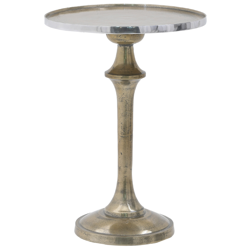 Круглый приставной стол Bourne Patina Side Table Серебряный Золотой Круглый приставной стол Bourne Patina Side Table Серебряный Золотой в Липецке | Loft Concept