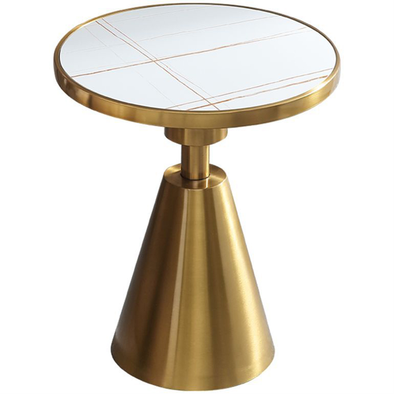 Круглый приставной стол Charmaine Side Table Латунь Белый Круглый приставной стол Charmaine Side Table Латунь Белый в Липецке | Loft Concept
