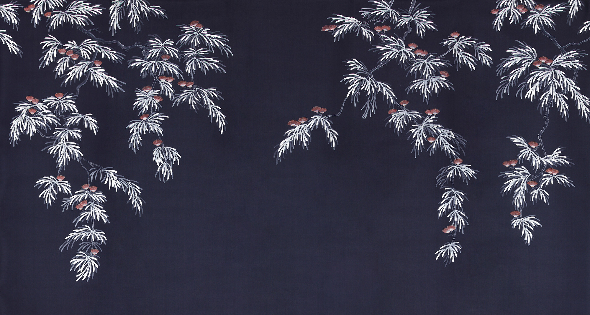 Обои ручная роспись Silk Tree Special Colourway on Empire Blue dyed silk Обои ручная роспись Silk Tree Special Colourway on Empire Blue dyed silk - постер Loft-Concept в Липецке
