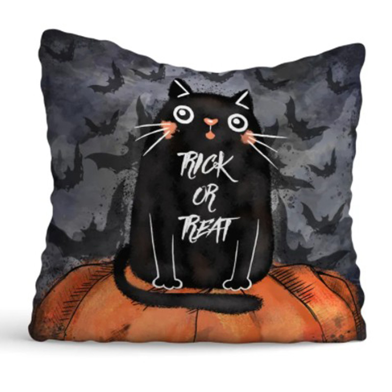 Подушка Halloween Trick or Treat Cat Черный Оранжевый Серый Подушка Halloween Trick or Treat Cat Черный Оранжевый Серый в Липецке | Loft Concept