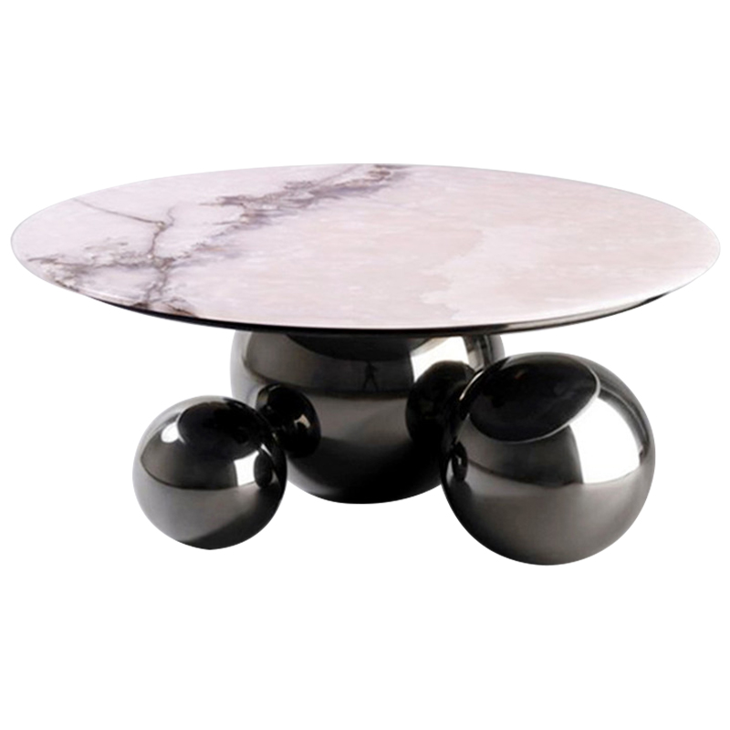 Кофейный стол Ball Metal Graphite Coffee Table Графит Белый Мрамор Bianco в Липецке | Loft Concept 