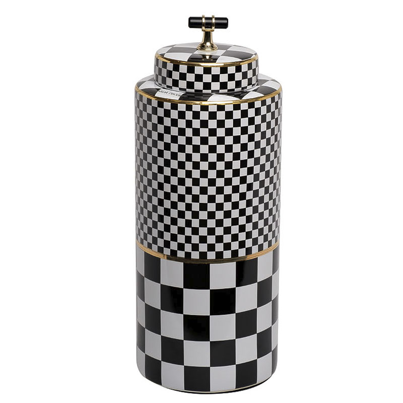 Ваза Chess Vase 37 Черный Белый Золотой Ваза Chess Vase 37 Черный Белый Золотой в Липецке | Loft Concept