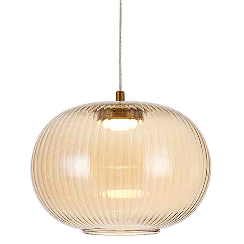 Подвесной светильник с янтарным рифленым стеклянным плафоном Ferm Living Янтарный Латунь Подвесной светильник с янтарным рифленым стеклянным плафоном Ferm Living Янтарный Латунь в Липецке | Loft Concept