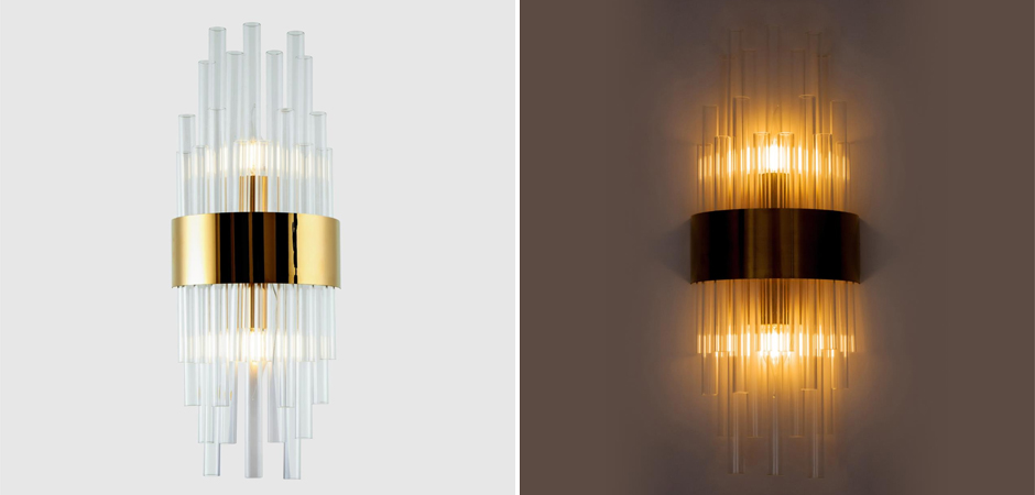 Бра на 2 лампы Flutes Gold Бра на 2 лампы Flutes Gold - Loft-Concept в Липецке