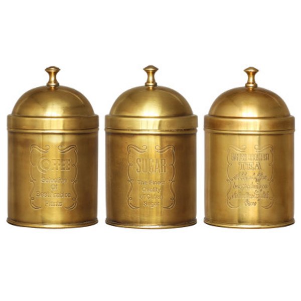 Набор банок Kitchen Canister Sets Brass Латунь Набор банок Kitchen Canister Sets Brass Латунь в Липецке | Loft Concept