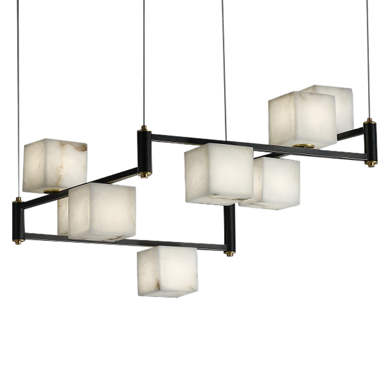 Люстра Marble Cubes Modern Light Chandelier 8 плафонов Латунь Черный Белый Мрамор Bianco Люстра Marble Cubes Modern Light Chandelier 8 плафонов Латунь Черный Белый Мрамор Bianco в Липецке | Loft Concept
