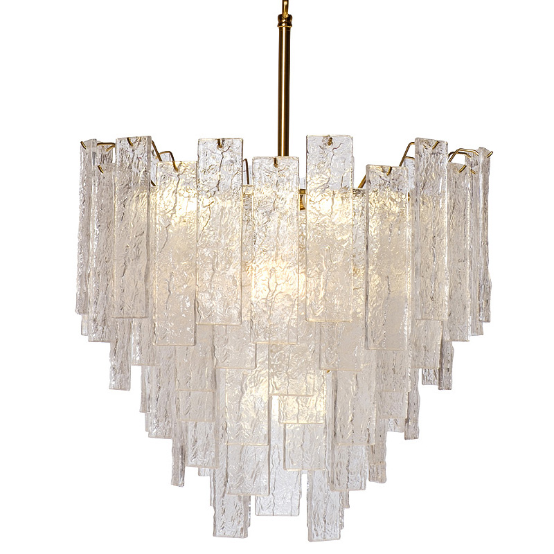 Люстра Dorit Textured Glass Rectangular Chandelier Золотой Люстра Dorit Textured Glass Rectangular Chandelier Золотой в Липецке | Loft Concept
