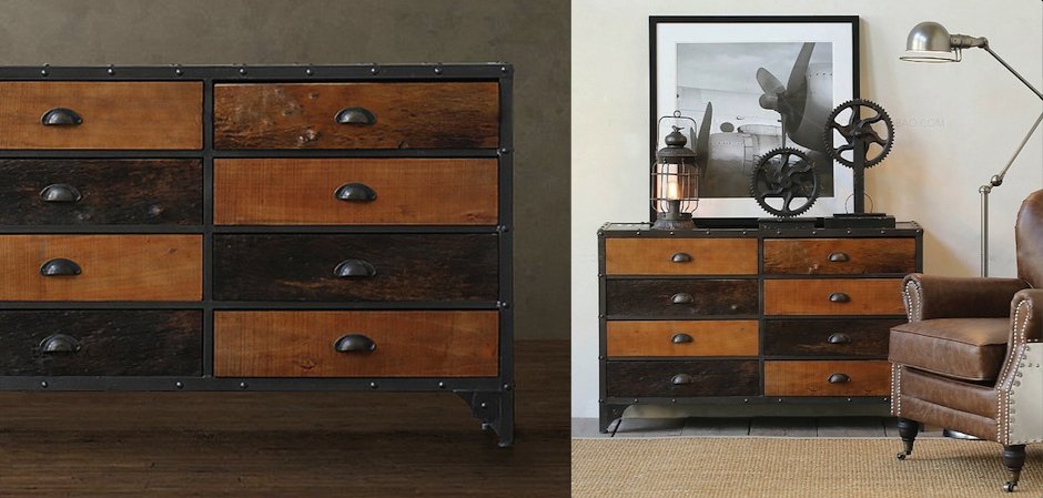 Комод в стиле Лофт Hurbor Loft Vintage Different Wood Комод в стиле Лофт Hurbor Loft Vintage Different Wood - Loft-Concept в Липецке