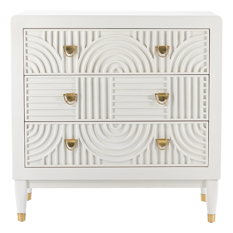 Комод с 3-мя ящиками Seymour Chest Of Drawers white Белый Белый Латунь Комод с 3-мя ящиками Seymour Chest Of Drawers white Белый Белый Латунь в Липецке | Loft Concept