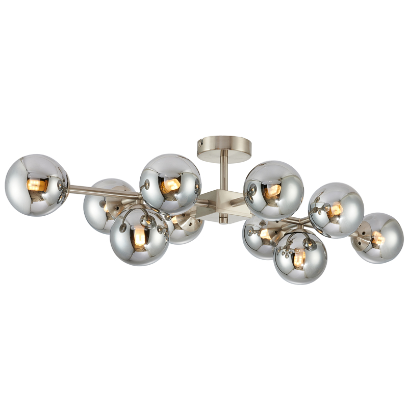 Люстра Berries Chandelier smok 10 Стекло Смок Никель Люстра Berries Chandelier smok 10 Стекло Смок Никель в Липецке | Loft Concept