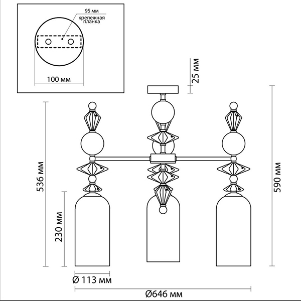Люстра Iris Glass Chandelier candy 3 chrome в Липецке