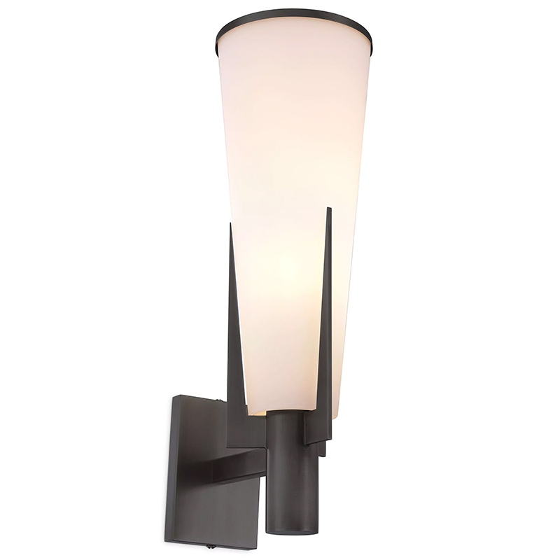 Бра Eichholtz Wall Lamp Dino Bronze Белое матовое стекло Черный Темная бронза Бра Eichholtz Wall Lamp Dino Bronze Белое матовое стекло Черный Темная бронза в Липецке | Loft Concept