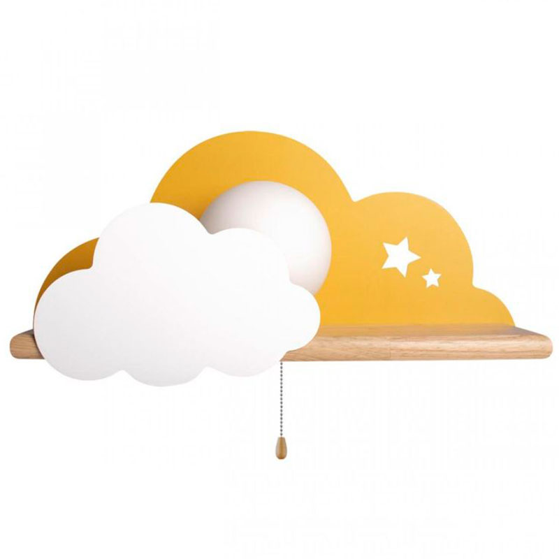 Бра с полкой желтое Облако Wall Lamp Yellow Cloud Желтый Древесина Бра с полкой желтое Облако Wall Lamp Yellow Cloud Желтый Древесина в Липецке | Loft Concept