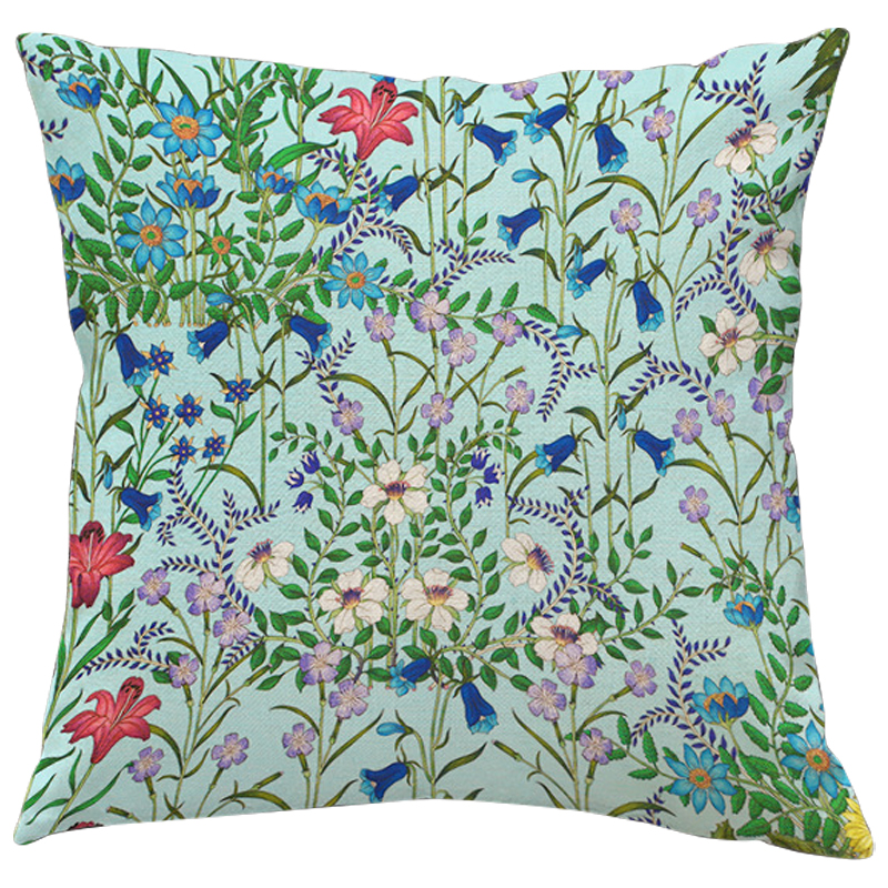 Декоративная подушка Стиль Gucci Wildflowers Blue Светло-голубой Мульти Декоративная подушка Стиль Gucci Wildflowers Blue Светло-голубой Мульти в Липецке | Loft Concept