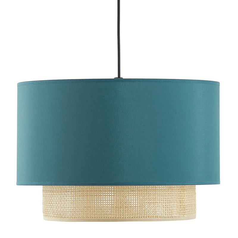 Подвесной светильник Ottar Wicker Turquoise lampshade Бежевый Бирюзовый Подвесной светильник Ottar Wicker Turquoise lampshade Бежевый Бирюзовый в Липецке | Loft Concept