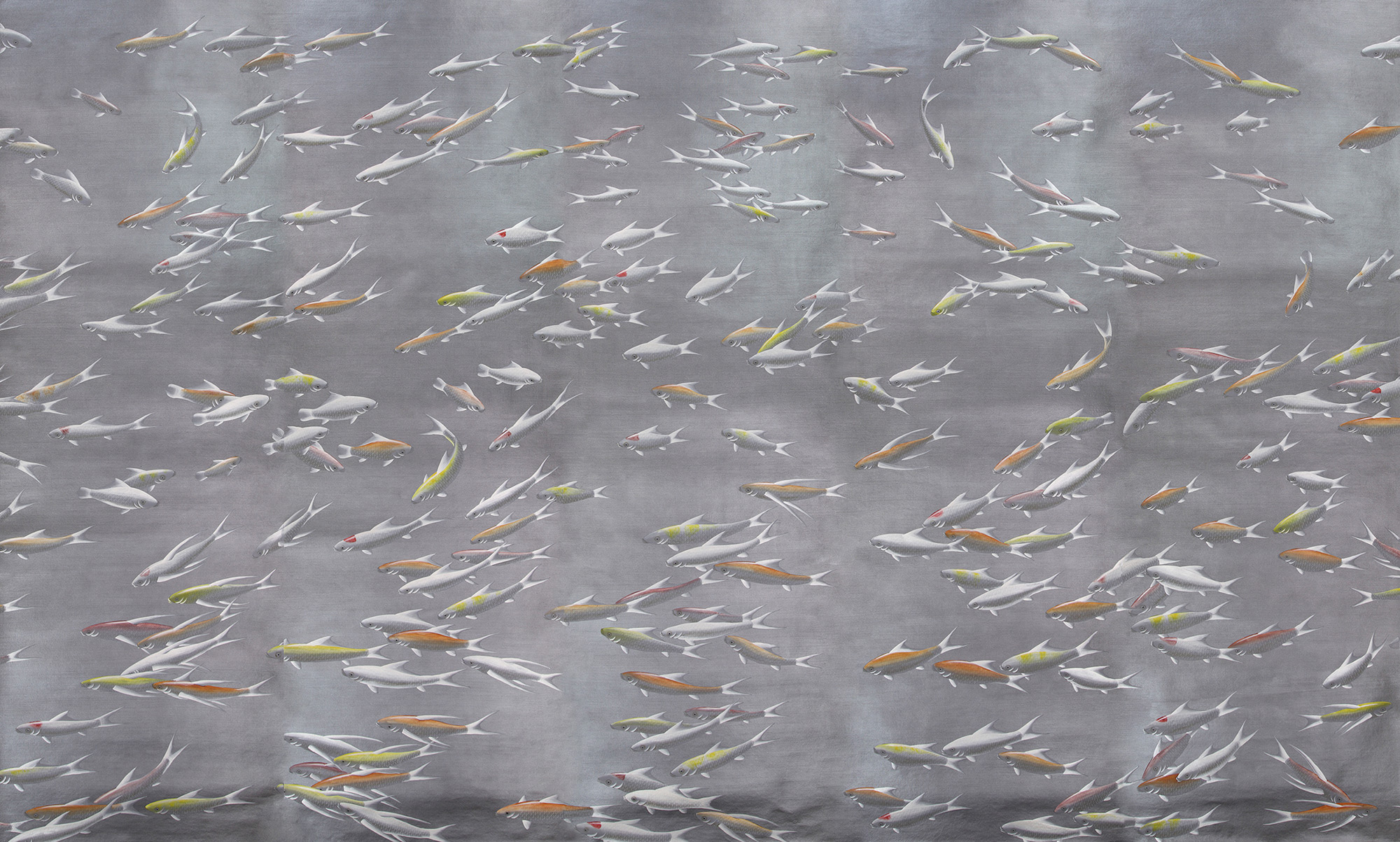 Обои ручная роспись Fishes Koi on Flash metallic Xuan paper Обои ручная роспись Fishes Koi on Flash metallic Xuan paper - постер Loft-Concept в Липецке