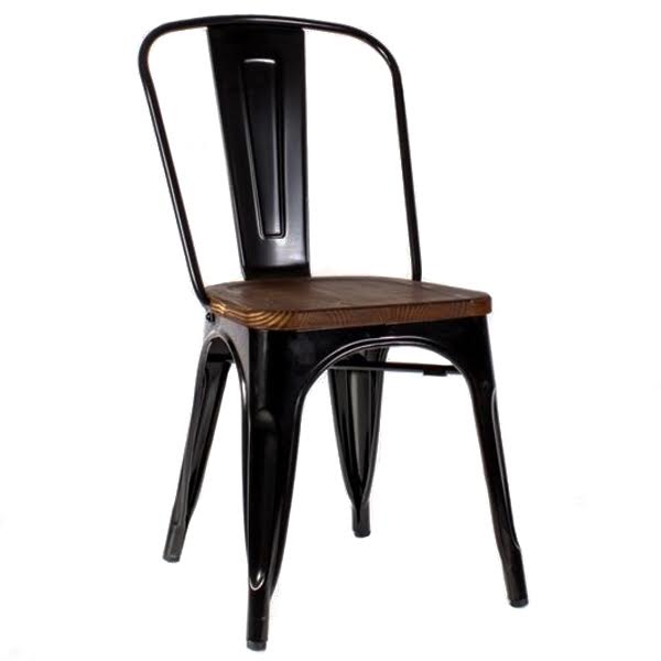 Кухонный стул Tolix Chair Wood Black Черный Коричневый Кухонный стул Tolix Chair Wood Black Черный Коричневый в Липецке | Loft Concept