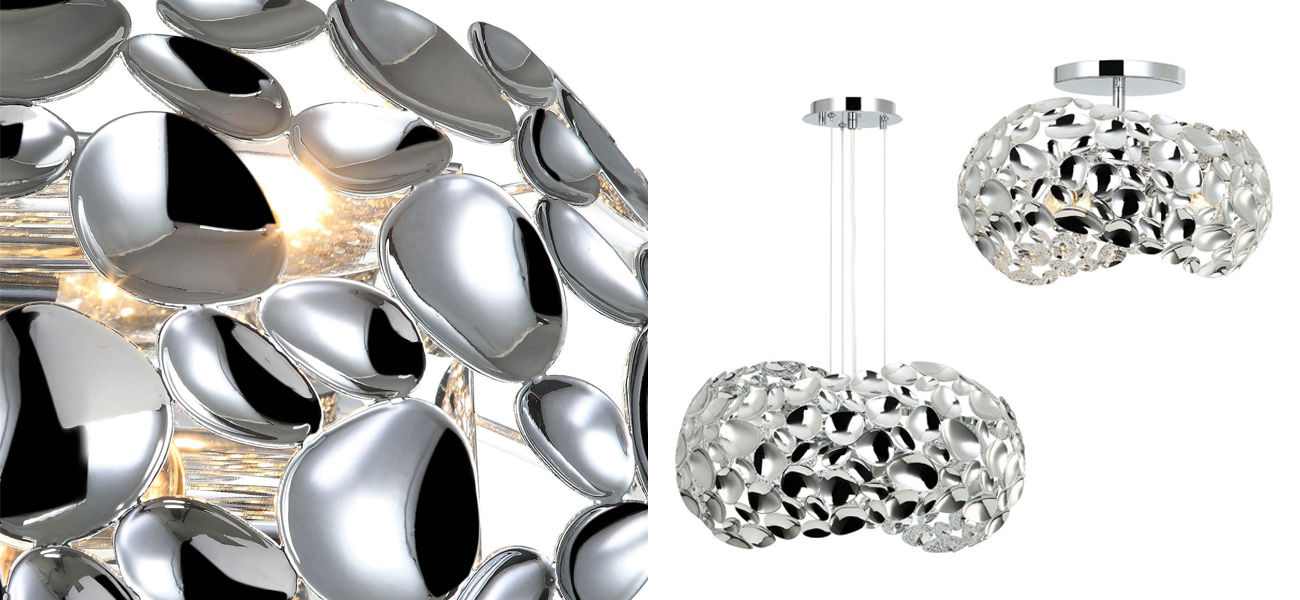 Люстра 2 в 1 цвета хром CLAM - фото