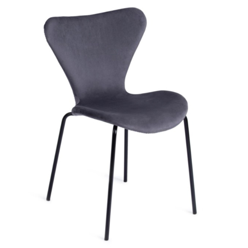 Стул Julissa Grey-Blue Chair флок Серо-голубой Черный Стул Julissa Grey-Blue Chair флок Серо-голубой Черный в Липецке | Loft Concept