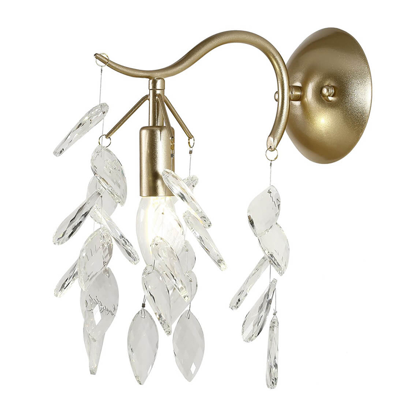 Бра Hanging Crystal Leaves Wall Lamp матовое золото Прозрачный (Transparent) Бра Hanging Crystal Leaves Wall Lamp матовое золото Прозрачный (Transparent) в Липецке | Loft Concept