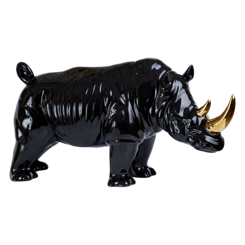 Статуэтка черный носорог с золотыми рогами Golden Horned Black Rhino Черный Золотой Статуэтка черный носорог с золотыми рогами Golden Horned Black Rhino Черный Золотой в Липецке | Loft Concept