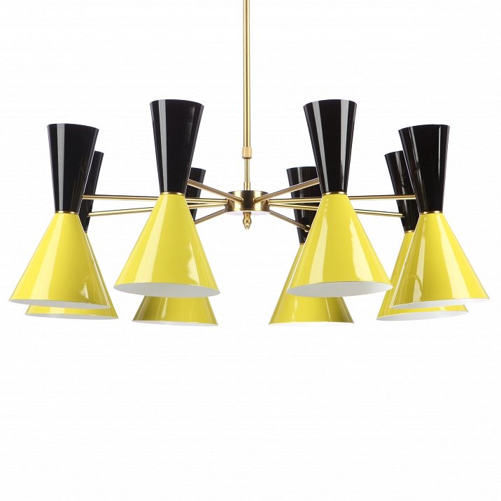 Люстра CAIRO Chandelier 8 Armblack black and yellow Черный Желтый Латунь Люстра CAIRO Chandelier 8 Armblack black and yellow Черный Желтый Латунь в Липецке | Loft Concept