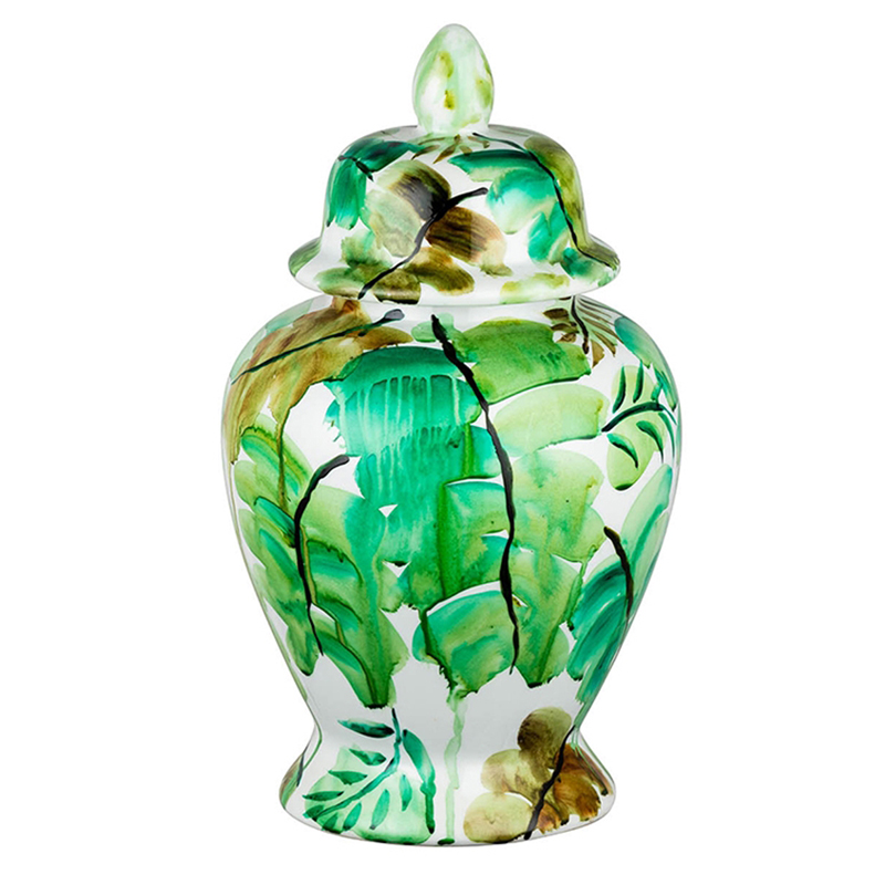 Ваза Vase Green Leaves 43 Зеленый Белый Ваза Vase Green Leaves 43 Зеленый Белый в Липецке | Loft Concept