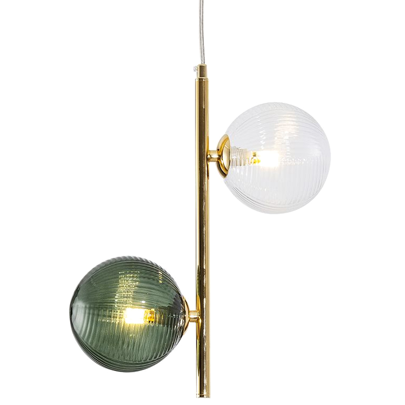 Подвесной светильник Bolle Multi Color hanging 2 lamp Зеленый Прозрачный Золотой Подвесной светильник Bolle Multi Color hanging 2 lamp Зеленый Прозрачный Золотой в Липецке | Loft Concept