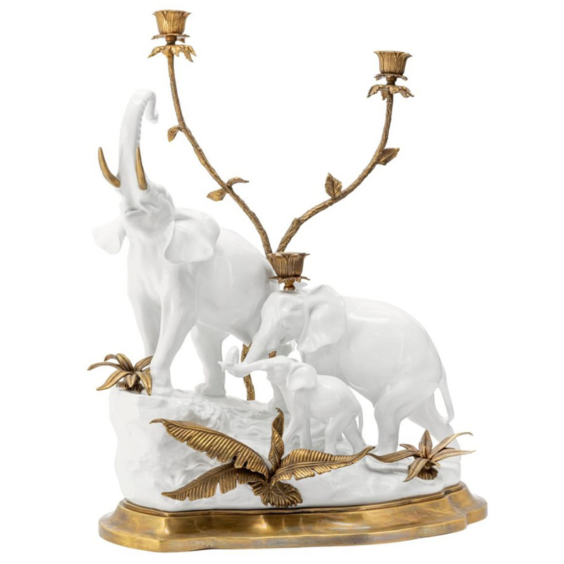 Подсвечник Abhika Candleholder Atlanta Elephants Белый Золотой Подсвечник Abhika Candleholder Atlanta Elephants Белый Золотой в Липецке | Loft Concept
