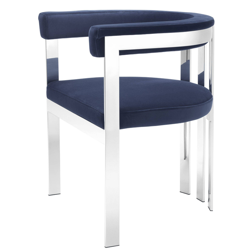 Стул Eichholtz Dining Chair Clubhouse blue Сапфирово-синий Нержавеющая сталь Стул Eichholtz Dining Chair Clubhouse blue Сапфирово-синий Нержавеющая сталь в Липецке | Loft Concept