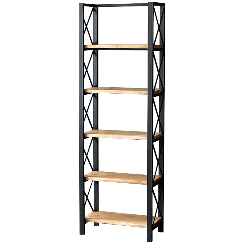Стеллаж Forster Industrial Metal Rust Rack Черный Светлый дуб Стеллаж Forster Industrial Metal Rust Rack Черный Светлый дуб в Липецке | Loft Concept