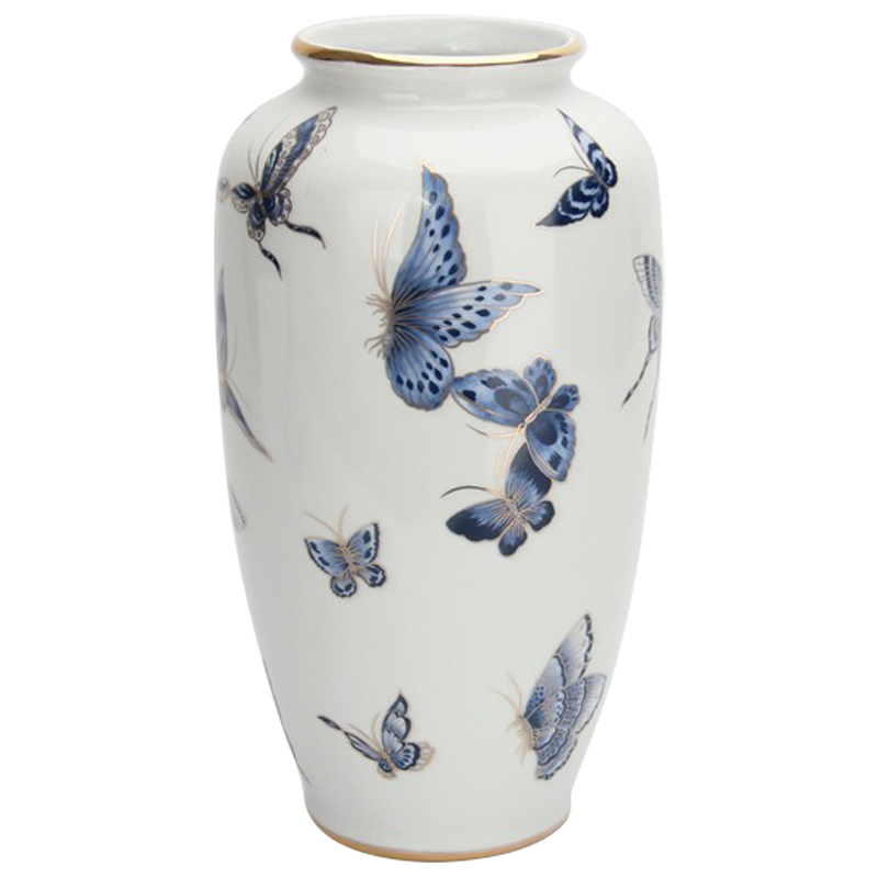 Ваза Porcelain Butterfly Blue and Gold Vase Белый Светло-синий Золотой Ваза Porcelain Butterfly Blue and Gold Vase Белый Светло-синий Золотой в Липецке | Loft Concept