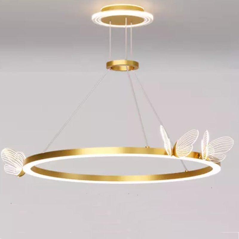 Подвесной светильник с бабочками Butterfly Ring F Прозрачный Латунь Подвесной светильник с бабочками Butterfly Ring F Прозрачный Латунь в Липецке | Loft Concept