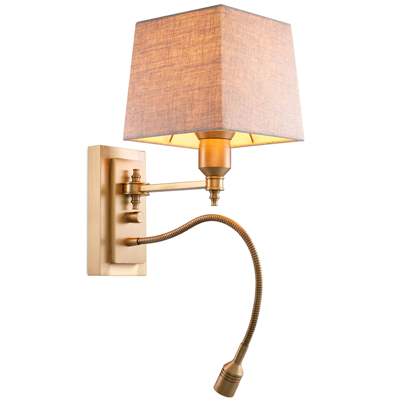 Бра Eichholtz Wall Lamp Ellington Brass Бежево-серый Латунь в Липецке | Loft Concept 
