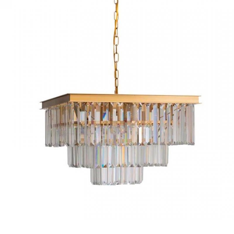 Квадратная Люстра RH 1920s Odeon GOLD iron Three Layers Прозрачное Стекло 50х50 Золотой Прозрачное Стекло Квадратная Люстра RH 1920s Odeon GOLD iron Three Layers Прозрачное Стекло 50х50 Золотой Прозрачное Стекло в Липецке | Loft Concept