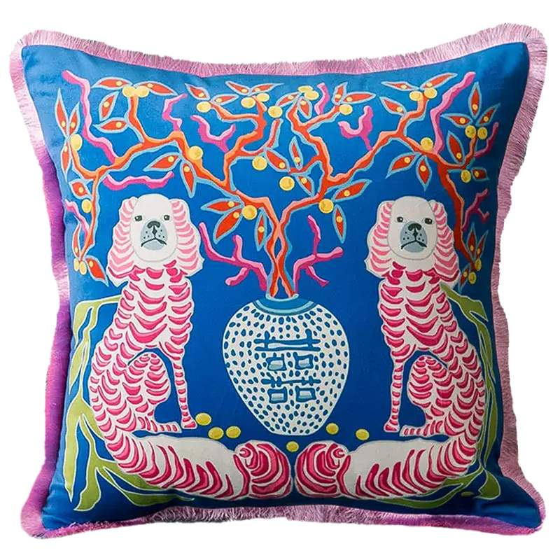 Декоративная подушка Two Dogs Blue Cushion Мульти Синий Декоративная подушка Two Dogs Blue Cushion Мульти Синий в Липецке | Loft Concept