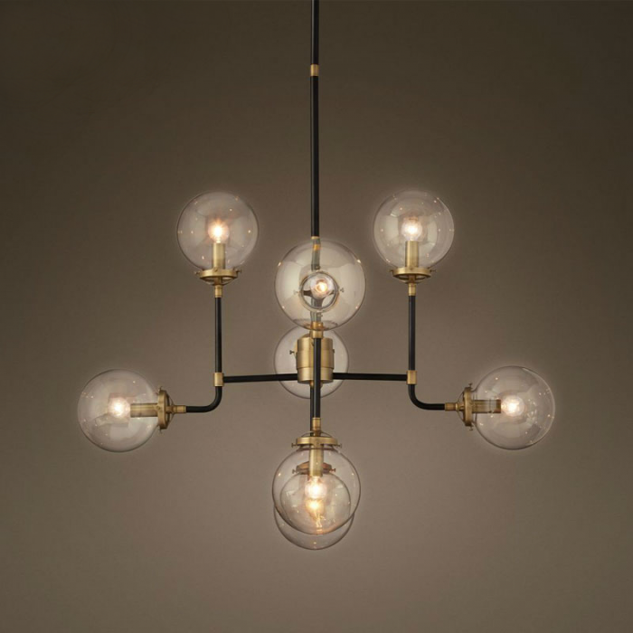 Люстра Bistro Globe Clear Glass Chandelier 8 Черный Люстра Bistro Globe Clear Glass Chandelier 8 Черный в Липецке | Loft Concept