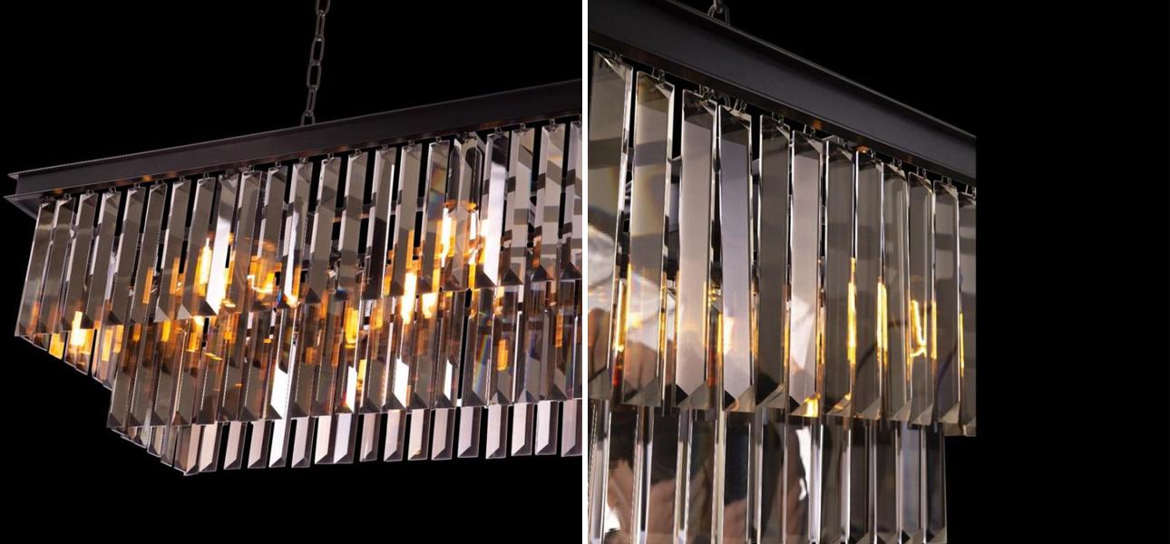 Прямоугольная Люстра Odeon Black iron Серое Стекло Длина 120 см - фото №2
