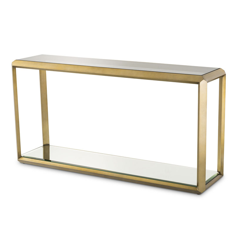Консоль Eichholtz CONSOLE TABLE CALLUM Латунь Стекло Смок Консоль Eichholtz CONSOLE TABLE CALLUM Латунь Стекло Смок в Липецке | Loft Concept