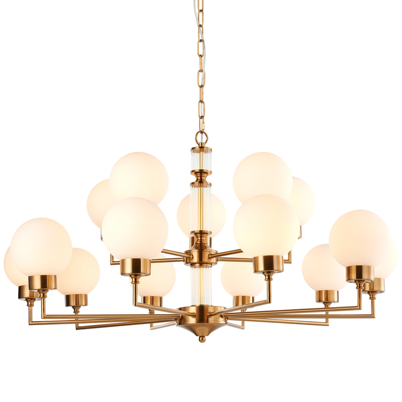Люстра Zibille Chandelier Brass 93 Латунь Белое матовое стекло Прозрачный Люстра Zibille Chandelier Brass 93 Латунь Белое матовое стекло Прозрачный в Липецке | Loft Concept