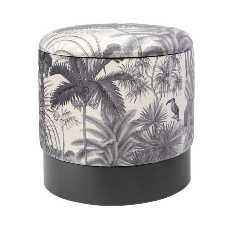 Пуф PUF Jungle Print plants&toucan small Мульти Черный Пуф PUF Jungle Print plants&toucan small Мульти Черный в Липецке | Loft Concept