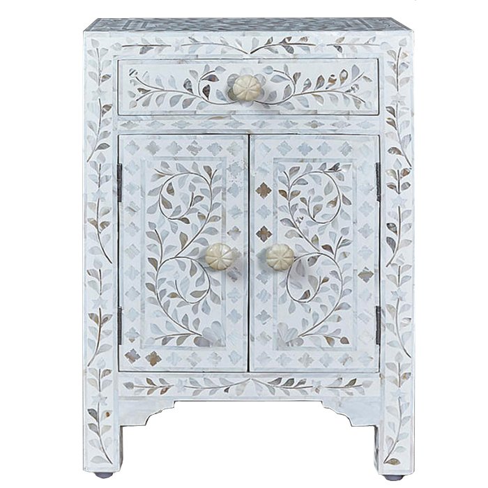 Тумба инкрустация перламутром Inlaid Bone Soft pearl Белый Голубой пастельный Тумба инкрустация перламутром Inlaid Bone Soft pearl Белый Голубой пастельный в Липецке | Loft Concept