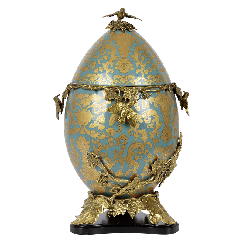 Шкатулка фарфоровая с крышкой с бронзовыми элементами Porcelain & Bronze Серый бетон Золотой в Липецке | Loft Concept 