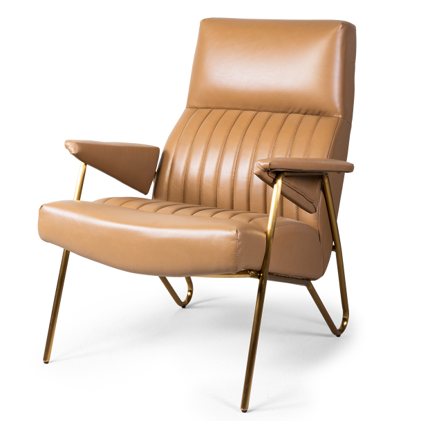 Кресло Solonar light brown leather Коричневый Глянцевое золото Кресло Solonar light brown leather Коричневый Глянцевое золото в Липецке | Loft Concept